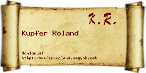 Kupfer Roland névjegykártya